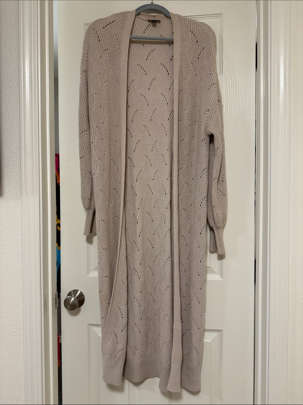 Express Open-Knit Sweater in Beige